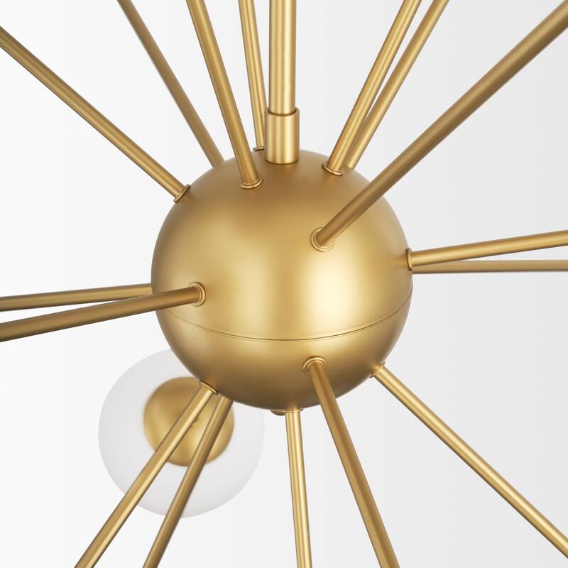 Barbara Brushed Gold Metal w/ Frosted Glass Globes 18-Light Chandelier - 48.8L x 48.8W x 48.8H