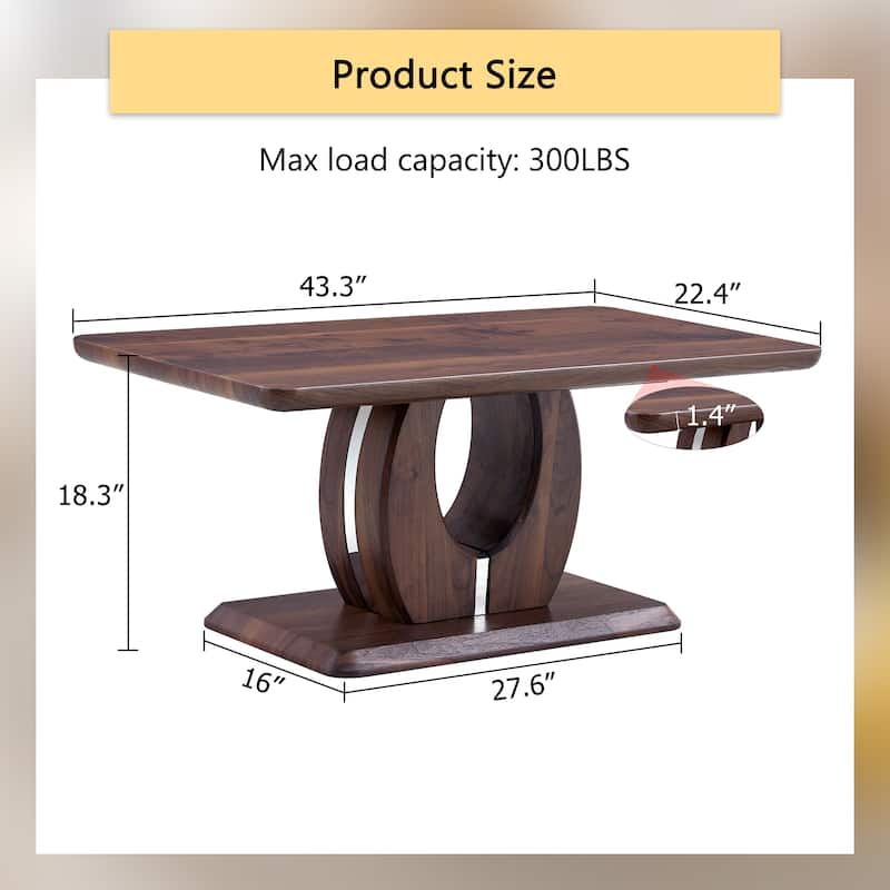 Modern Minimalist Walnut Dark Brown Texture Sticker-Patterned MDF Rectangular Coffee Table