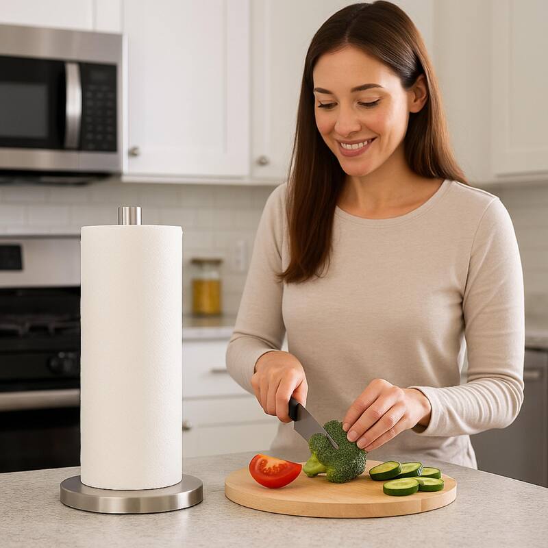 Creative Home Weighted Stainless Steel Paper Towel Holder - 5.9" x 5.9" x 13"