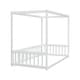 preview thumbnail 9 of 8, Twin Size Canopy Frame Floor Bed with Guardrails , Elegant Wooden Design, Secure Guardrails Ensure Safety