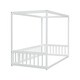 preview thumbnail 9 of 8, Wooden Sturdy Structure Twin Size Canopy Bed Floor Bed with Fence,Guardrails