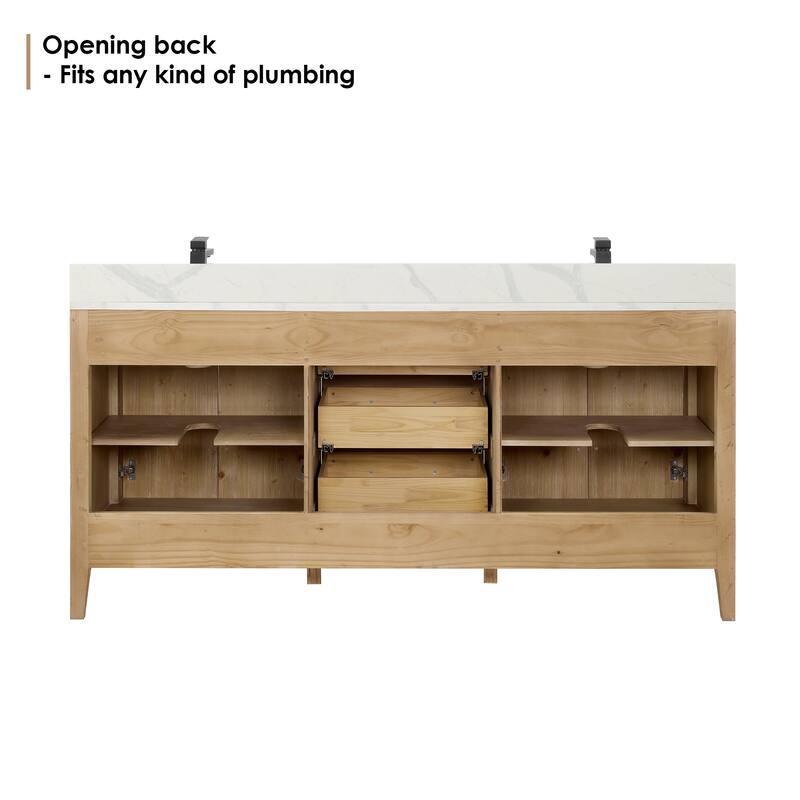 Altair Laurel Bath Vanity with Calacatta White Quartz Stone Countertop without Mirror