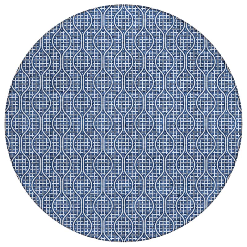 Machine Washable Indoor/ Outdoor Chantille Criss Cross Geo Rug