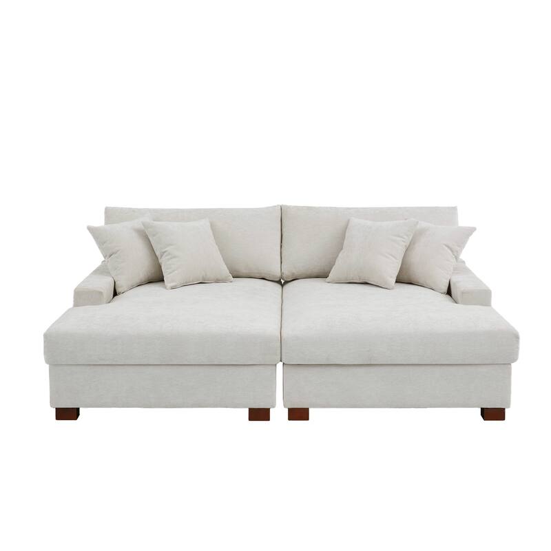 Oversized Chenille Modular Sectional Sofa With Deep Seat