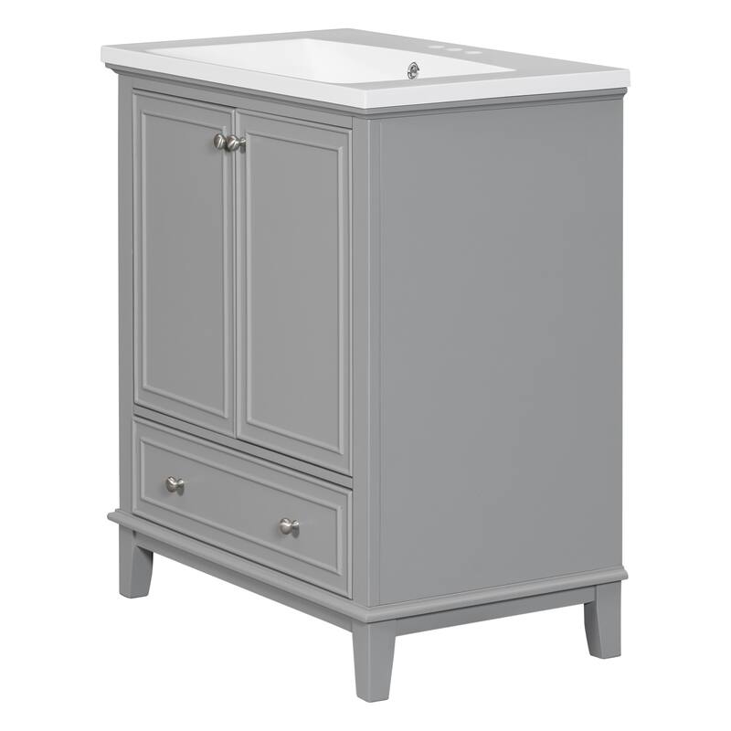 GDFStudio - Emerson 30-Inch Freestanding Bathroom Vanity with Ceramic Sink, Multi-functional Cabinet and Drawer