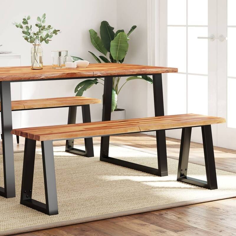 vidaXL Bench with Live Edge 63"/43.3"/55.1" Solid Wood Acacia