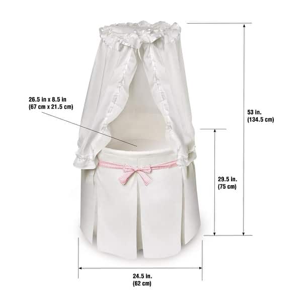 dimension image slide 0 of 3, Empress Round Baby Bassinet with Canopy