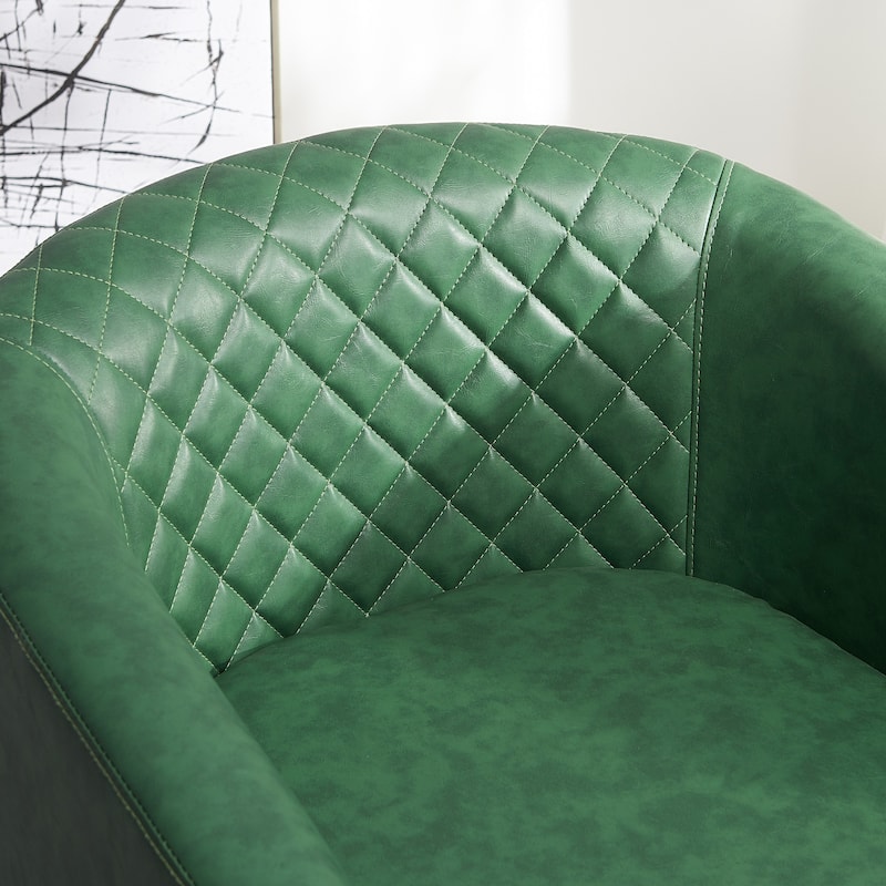 KINWELL 29" Wide Tufted PU Leather Swivel Barrel Chair (Set of 2)