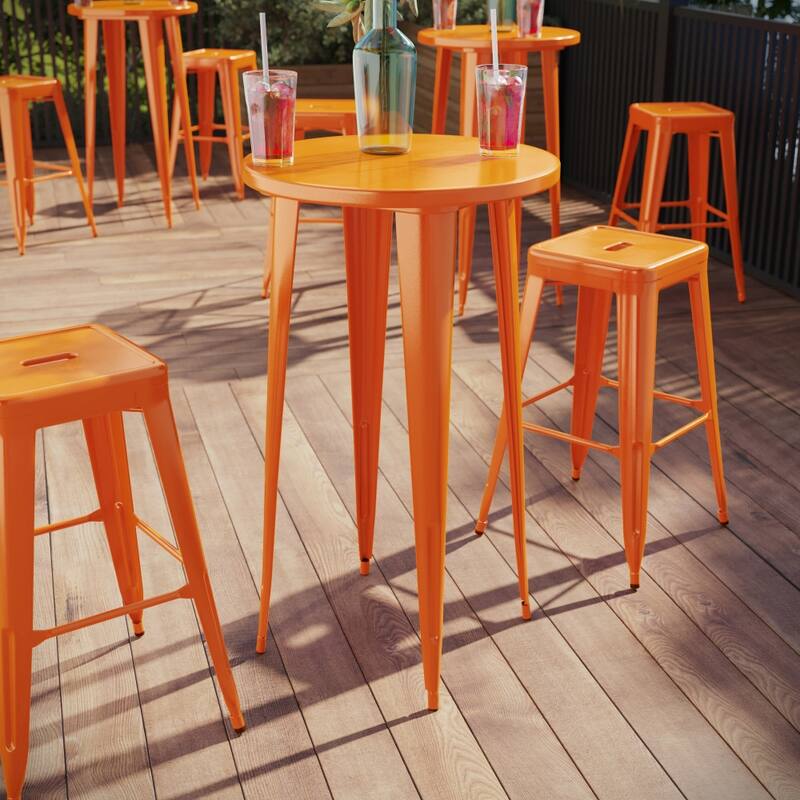 24'' Round Metal Indoor-Outdoor Bar Height Table - 24"W x 24"D x 41"H