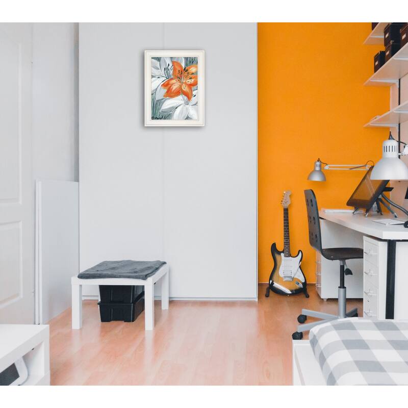 HomeRoots Tiger Lily in Orange 1 White Framed Print Wall Art