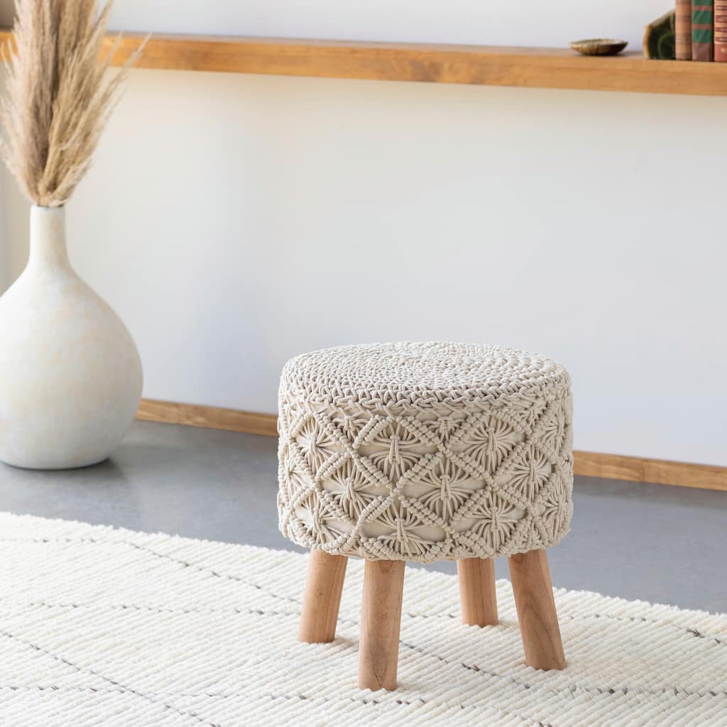 Livabliss Anaye Macrame Boho Small Stool