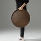 preview thumbnail 8 of 19, Round Black Walnut Wood Serving Tray Ottoman Tray with Handles