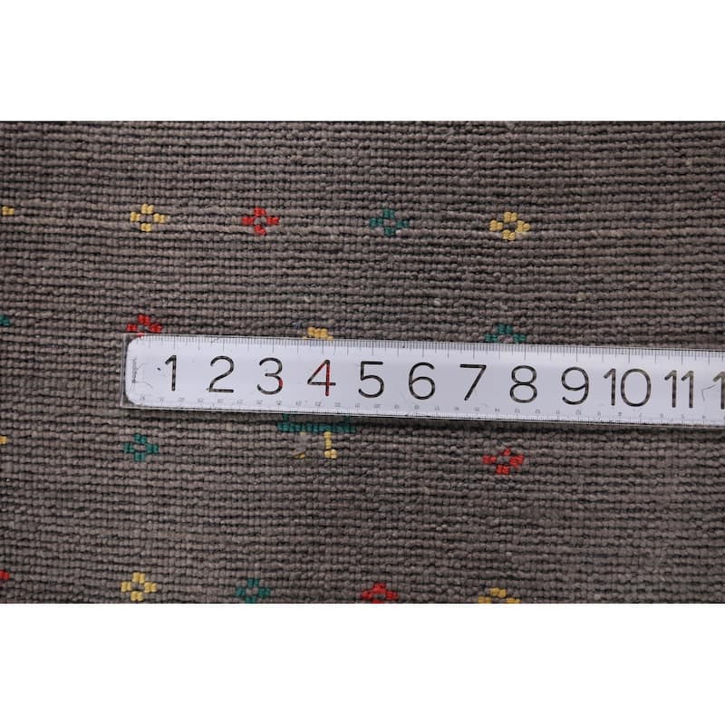Tribal Gray Gabbeh Indian Square Area Rug Silk Carpet - 7'10" X 7'10"