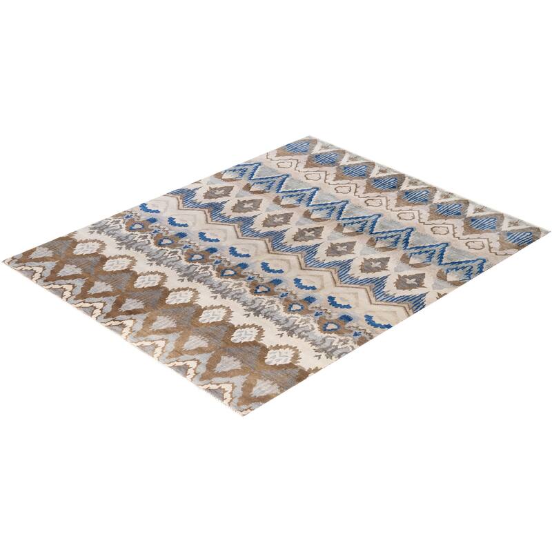 Ikat One-of-a-Kind Handmade Area Rug, Beige - 8' 0" x 9' 10"