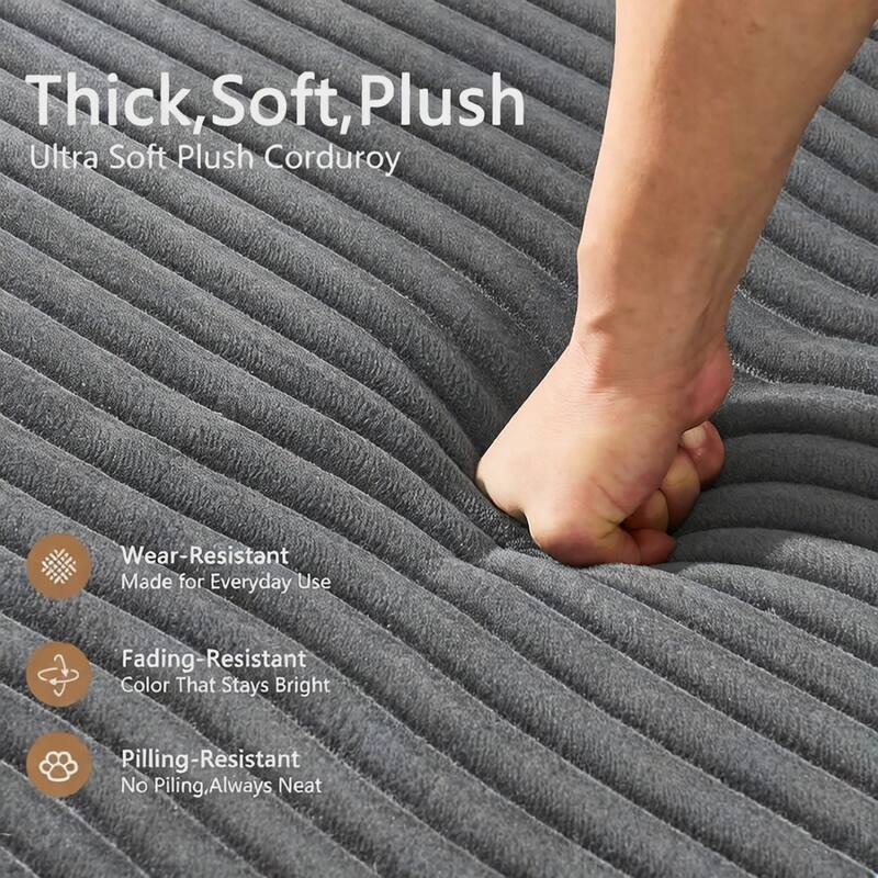 130" U-Shaped Corduroy Sectional Sofa with 2 Ottomans, No Assembly Required