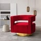 preview thumbnail 53 of 114, HULALA HOME Carisa Modern Upholstered Swivel Open-Back Barrel Chair with Golden Base Set of 1 - Red