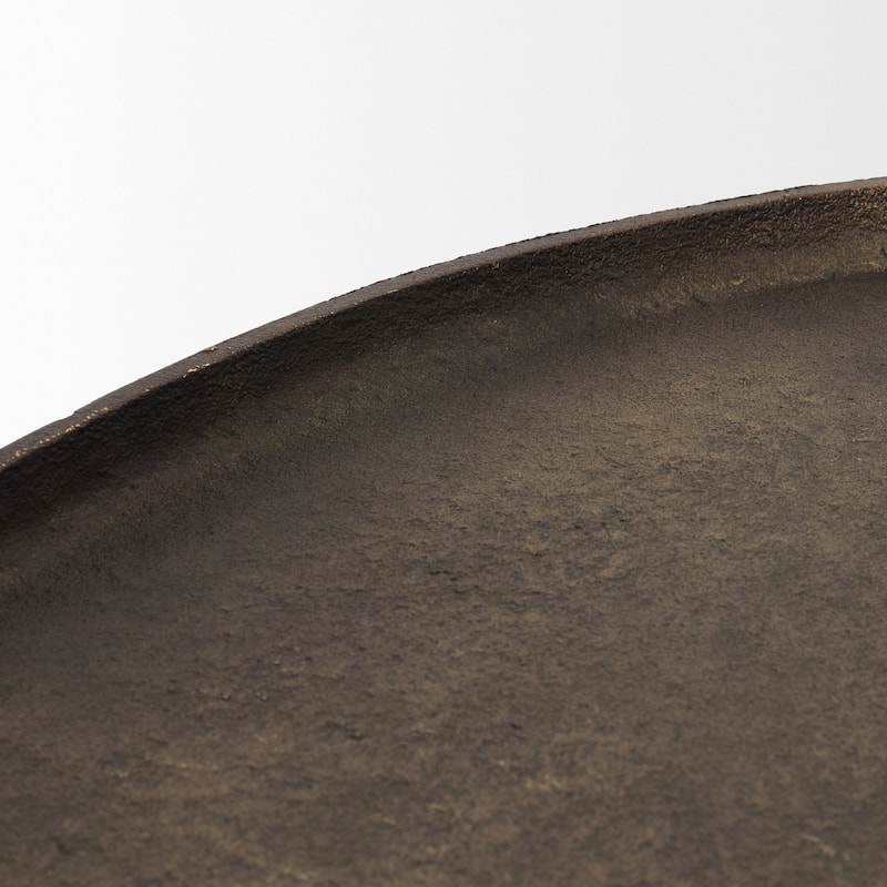 Jianna Large Oval Textured Antiqued Gold Metal Tray with Handles