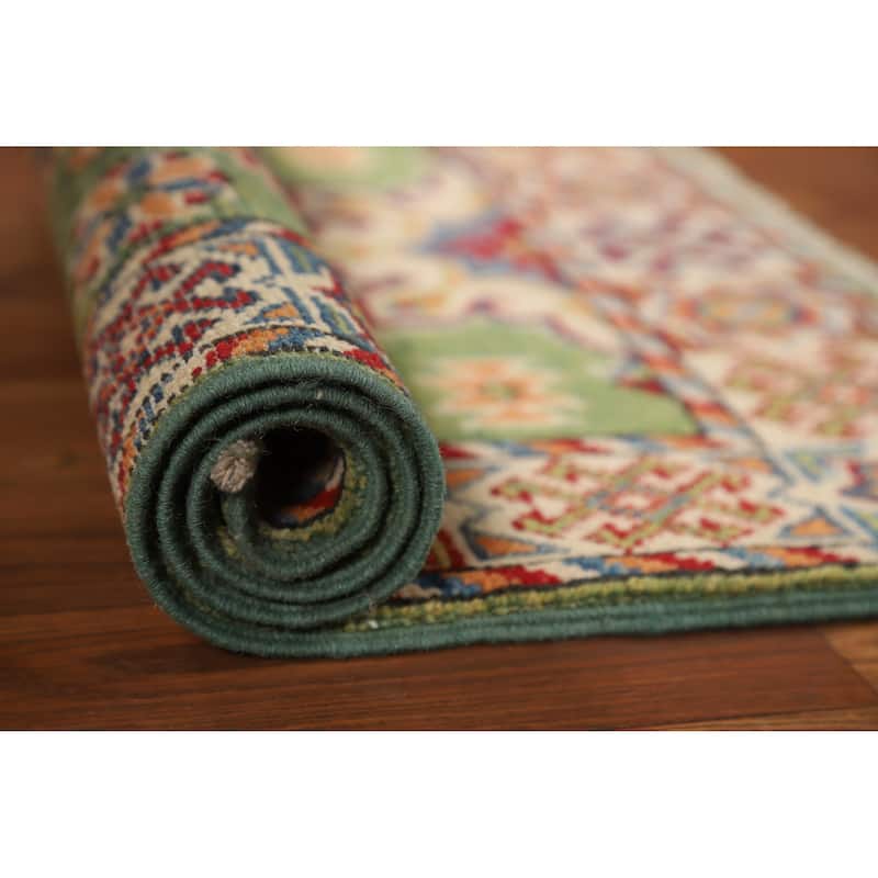 Green Kazak Accent Foyer Rug Hand-Knotted Wool Carpet - 2'0"x 3'0" - 2'0"x 3'0" - Green