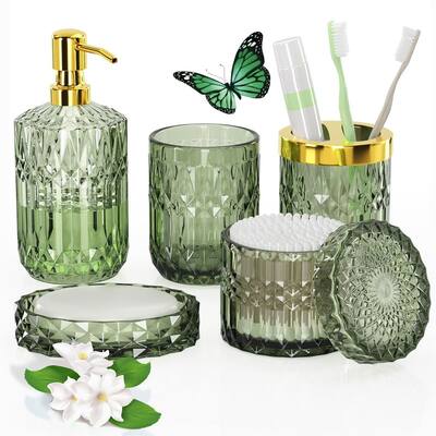 5 Pcs Clear Glass Bathroom Accessories Sets