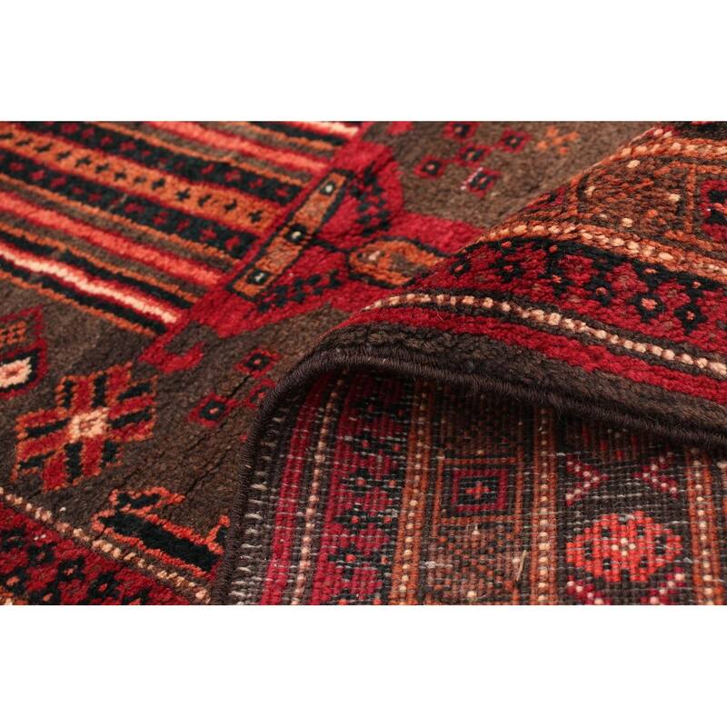 Hand-knotted Authentic Turkish Grey, Red Wool Rug - 4'2" x 9'8" Runner/4'2 x 9'8