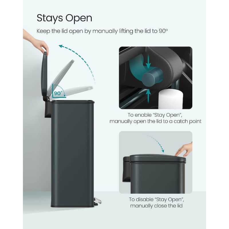 10.5 Gallon Stainless Steel Kitchen Garbage Trash Can with Lid Included 15 Garbage Bags