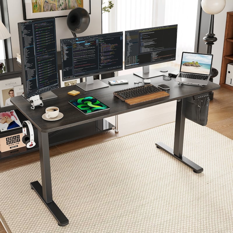 Electric Standing Desk Adjustable Height Sit Stand Home Office Desk With Splice Board