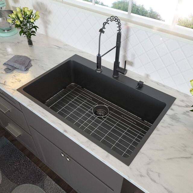 30x22 inch Kitchen Sink Drop In Gunmetal Matte Black