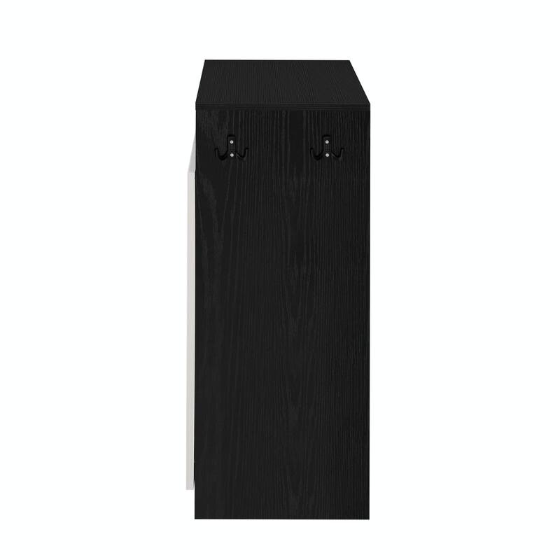 Living Room Cabinet with Shoe Bench, 2 Doors & 3-Tier Adjustable Shelves