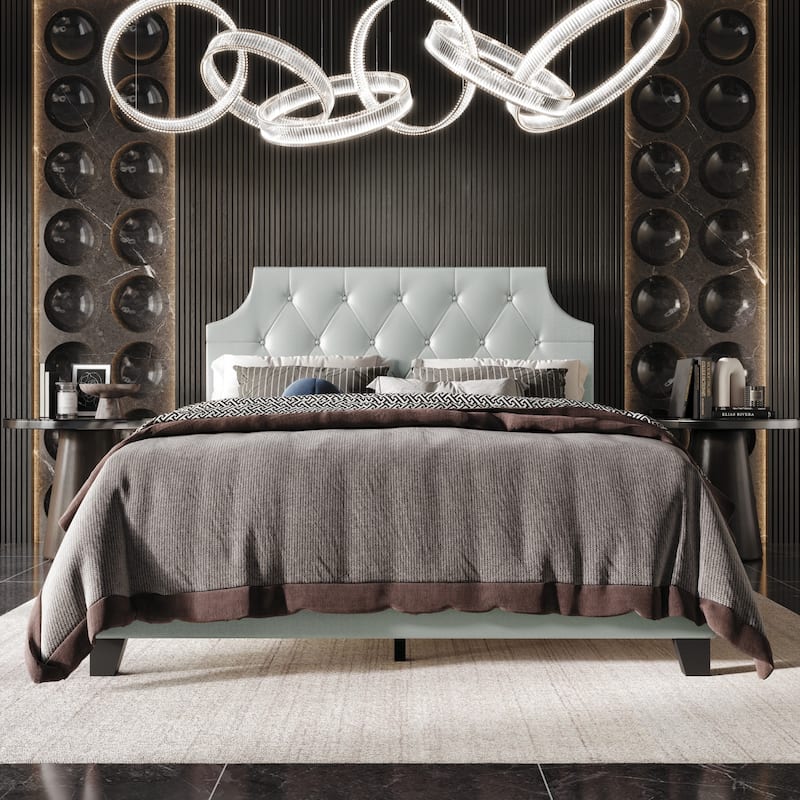 Clayfell Mexico Tufted Upholstered Platform Bed - Twin - Silver