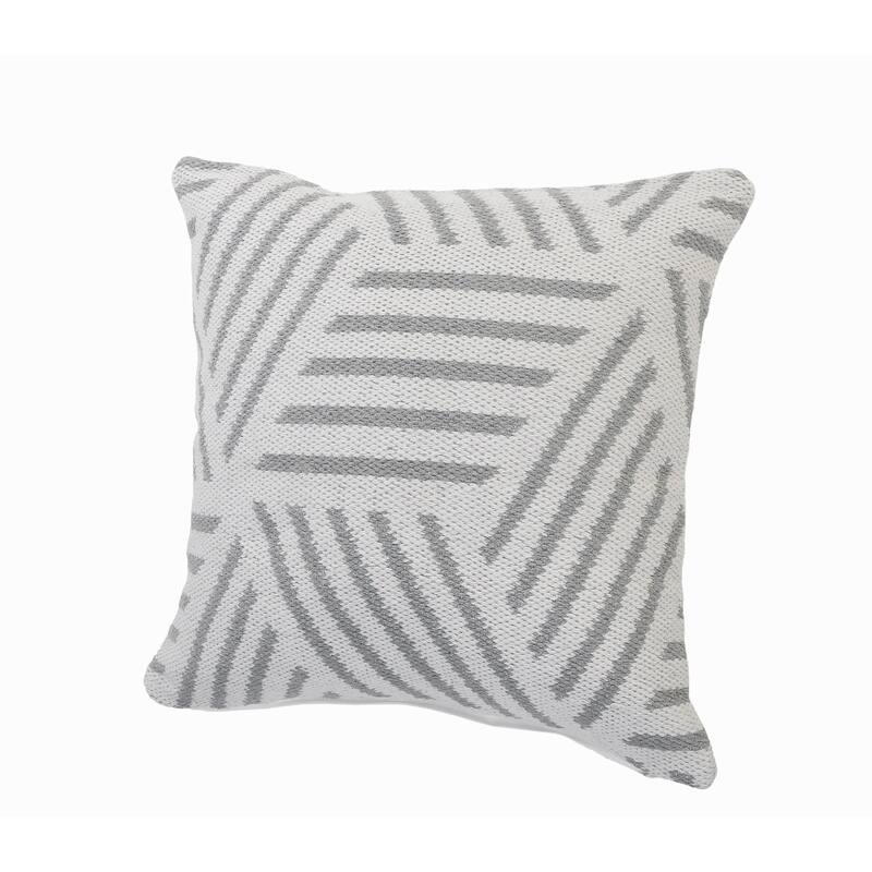 Sevita Gray and White Geometric Striped Throw Pillow