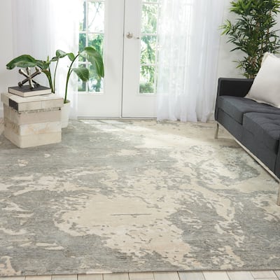 Nourison Silk Shadows Modern Abstract Beige Sheen Area Rug