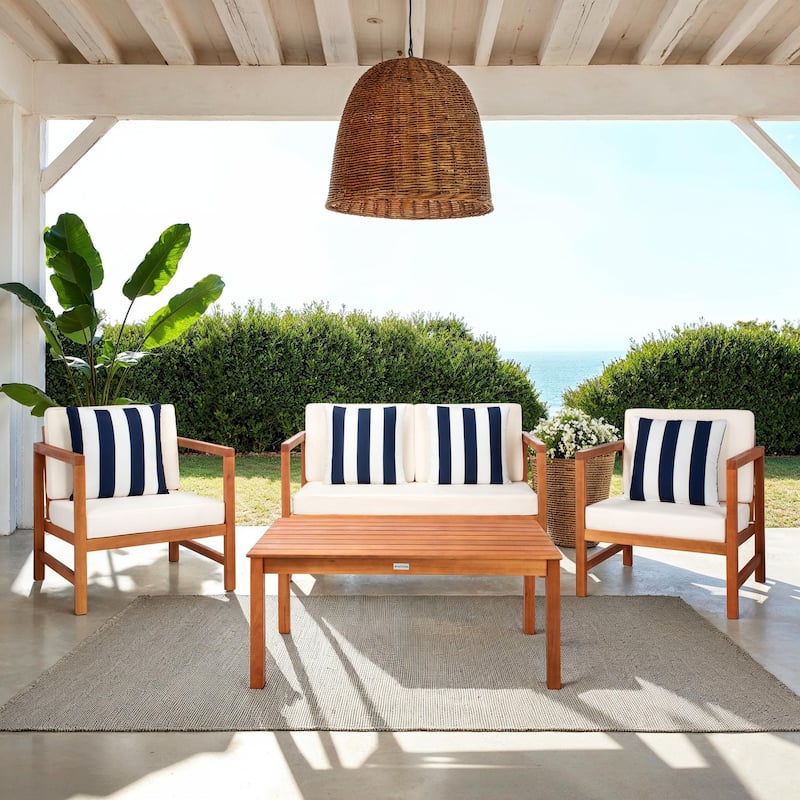 SAFAVIEH Outdoor Citlali 4-Piece Conversation Set with Accent Pillow - 50W x 29D x 29H
