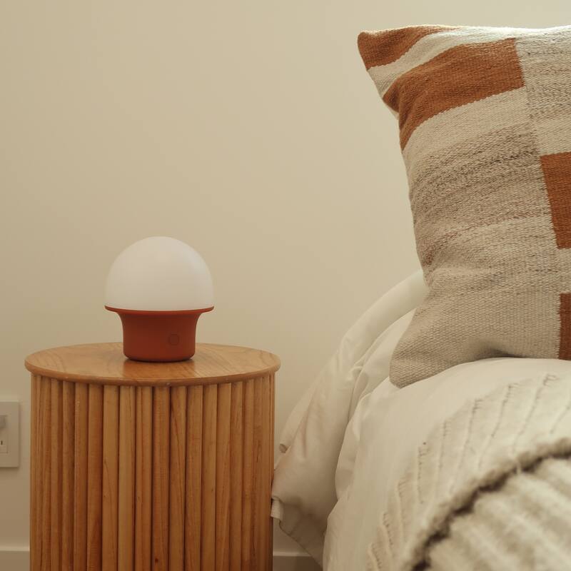 Portobello 6.6 in Sleek Matte Red Modern Portable Indoor/Outdoor Integrated LED Bedside Table Lamp with Built-In Dimmer