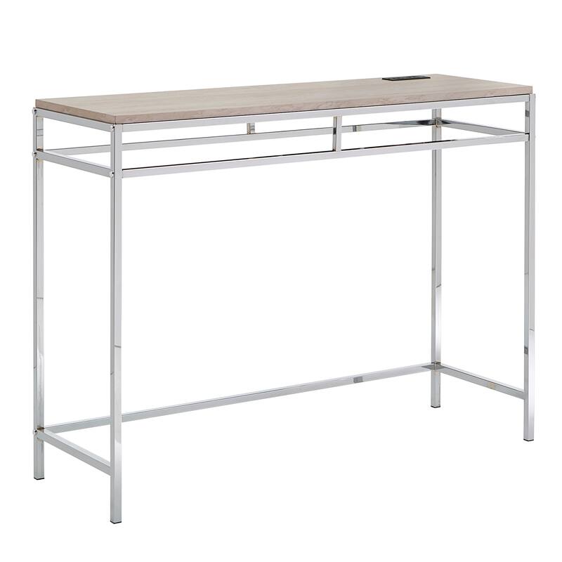 Garble Chrome Counter Height Desk with Faux Marble Top and USB Charging Port by iNSPIRE Q Modern