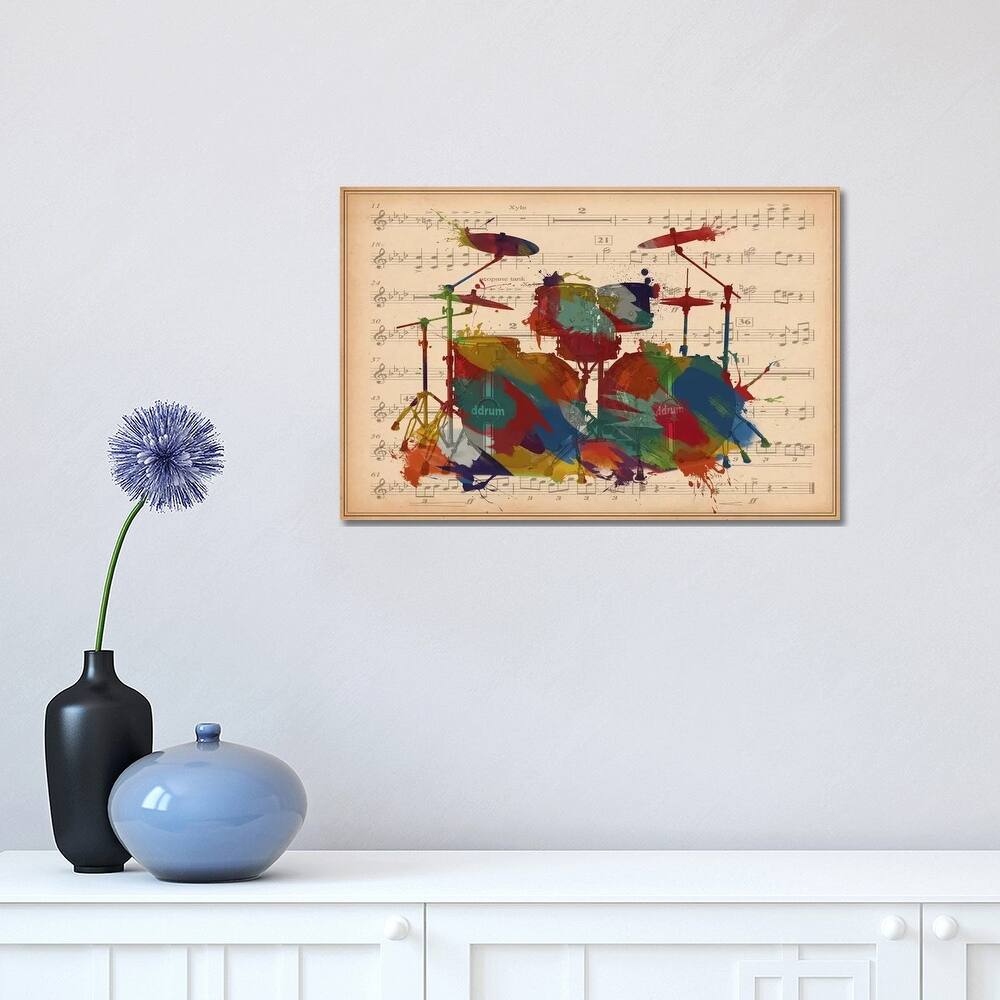 iCanvas "Multi-Color Drums on Music Sheet #2" by Unknown Artist Canvas Print