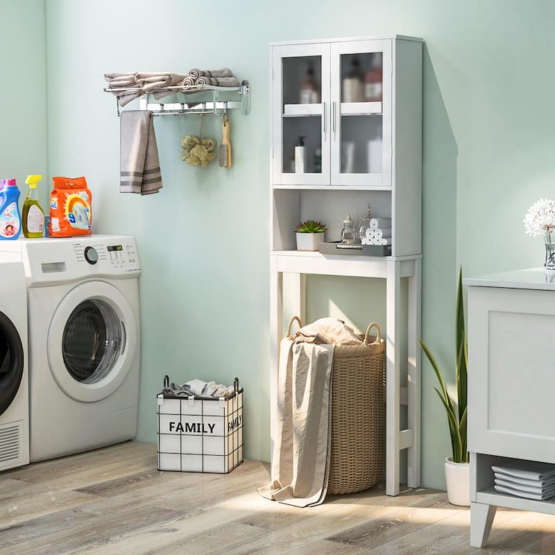 Costway Wooden Over The Toilet Storage Cabinet Spacesaver Organizer