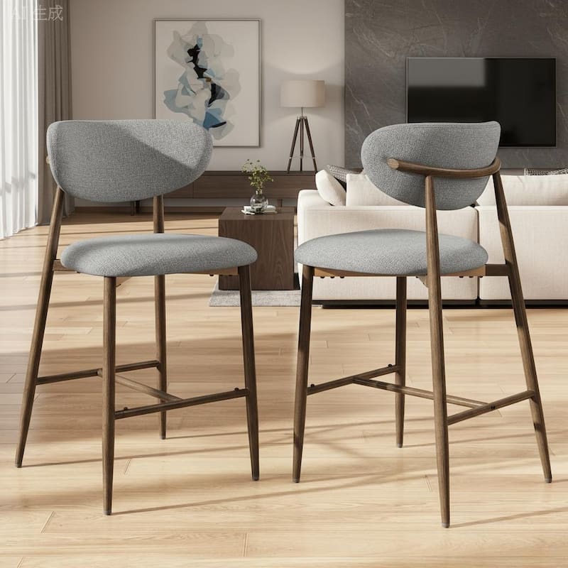 RENEWLINE 25 Inch Bar Stools with Backrest, Mid-Century Modern Counter Height Stools for Kitchen Island