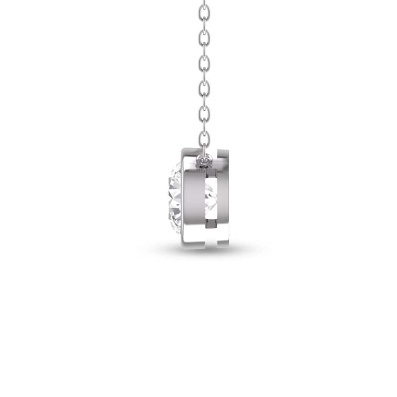 Marquee Lab Grown 1/2 Carat Round Bezel Set Diamond Solitaire Pendant in 14K White Gold