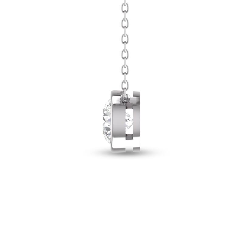 Marquee Lab Grown 1/4 Carat Round Bezel Set Diamond Solitaire Pendant in 14K White Gold