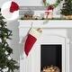 preview thumbnail 1 of 2, Chenille Christmas Santa Hat Stocking 9.5x20 - Stocking 20x9.5 Christmas Stockings - Cherry Red/Pearl