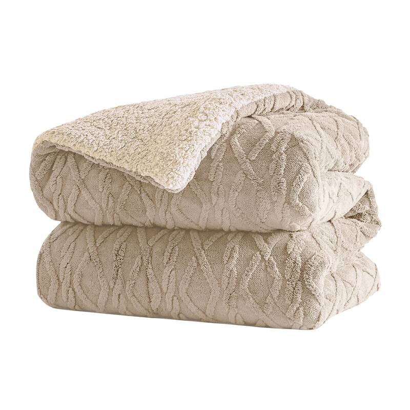 3 Pieces Sherpa Fleece Comforter Set Fluffy Comforter Bedding Set with 2 Pillowcases