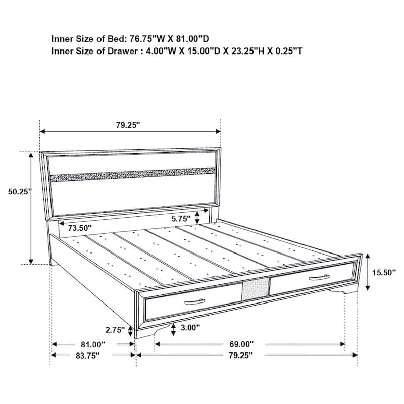 Miranda Contemporary Wood Storage Panel Bed