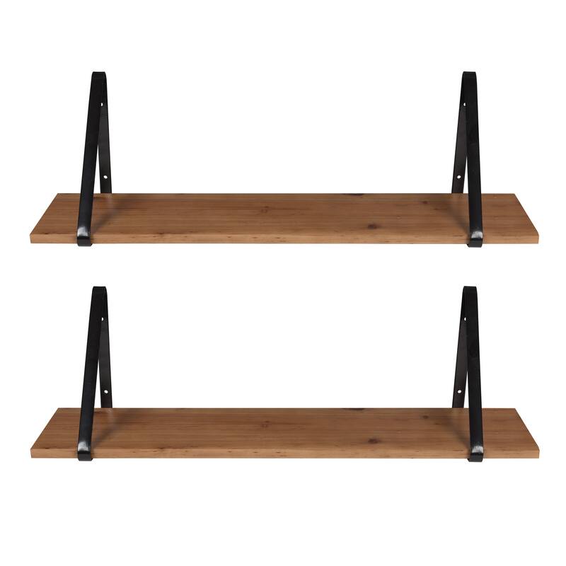 Kate and Laurel Soloman Wood 2 Piece Shelves with Metal Brackets