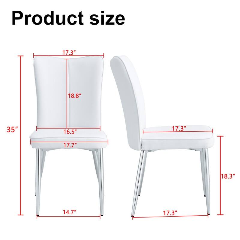 Modern/Minimalist Style PU Leather Dining Chairs Set of 2 with Sliver Metal Legs