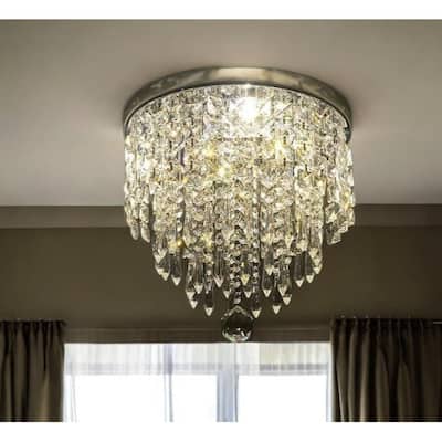 HomeRoots Black and Gold Shaded Transparent Glass and Crystals Dimmable Ceiling Light With Clear Shades - 8' X '12' X '8