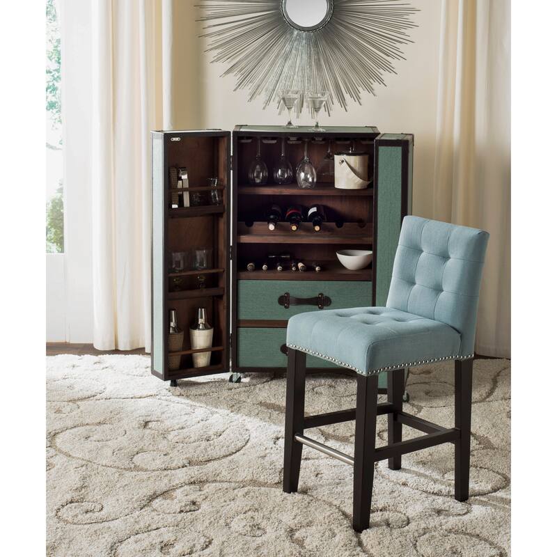 SAFAVIEH Lashunda 24-inch Counter Stool - 16.7" W x 20.1" L x 34.4" H - 17Wx20Dx34H - Sky Blue