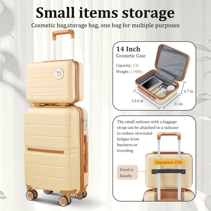 14/20/24/28 4-Piece, Modern Expandable Luggage Sets with Zippered Pocket and TSA Lock, for Boarding Travel
