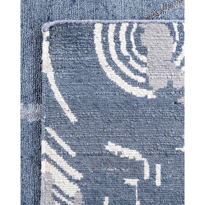 Modern One-of-a-Kind Hand-Knotted Area Rug, Blue - 9' 1" x 12' 3"