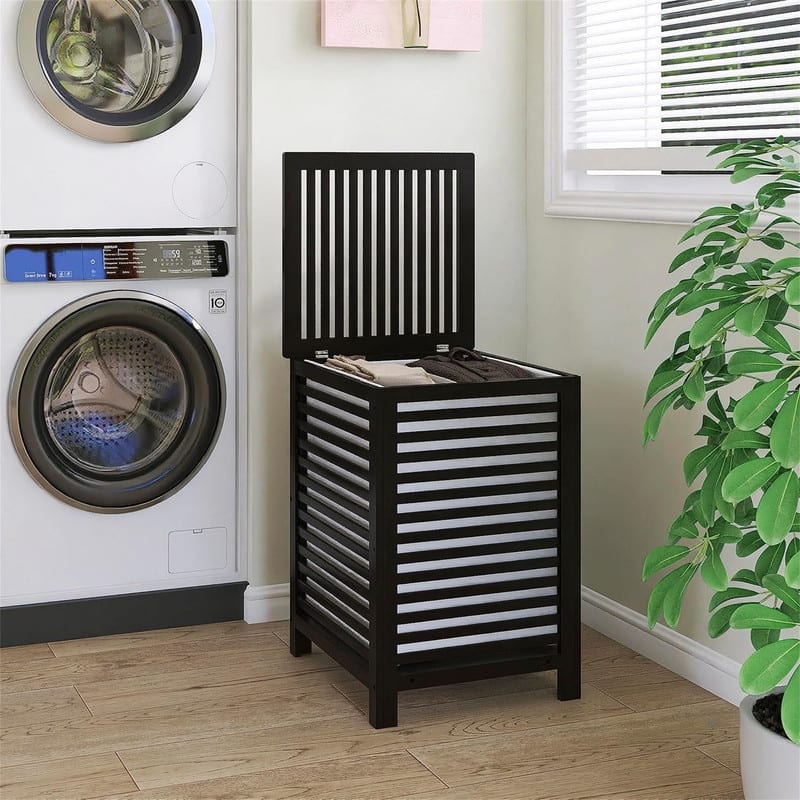 Double Laundry Hamper with Lid - 18.5"L x 18.5"W x 25.6"H