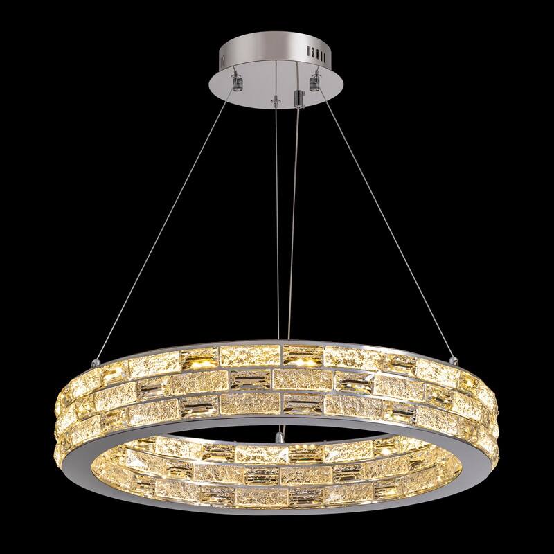 23.6 in. Modern Chrome Crystal Chandelier Luxury Pendant Light Adjustable Height for Dining Room